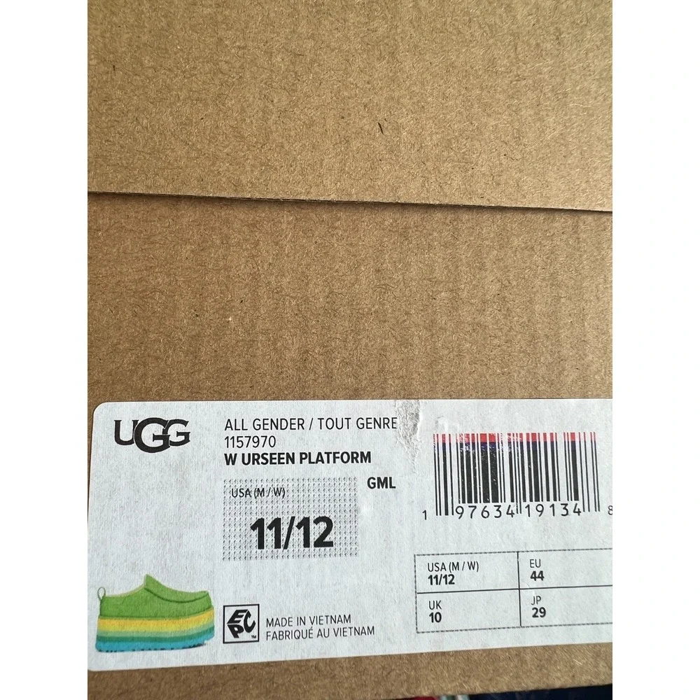 UGG Urseen Platform Green All Gender‎ M11/W12 Rainbow Festival Shoes NEW
